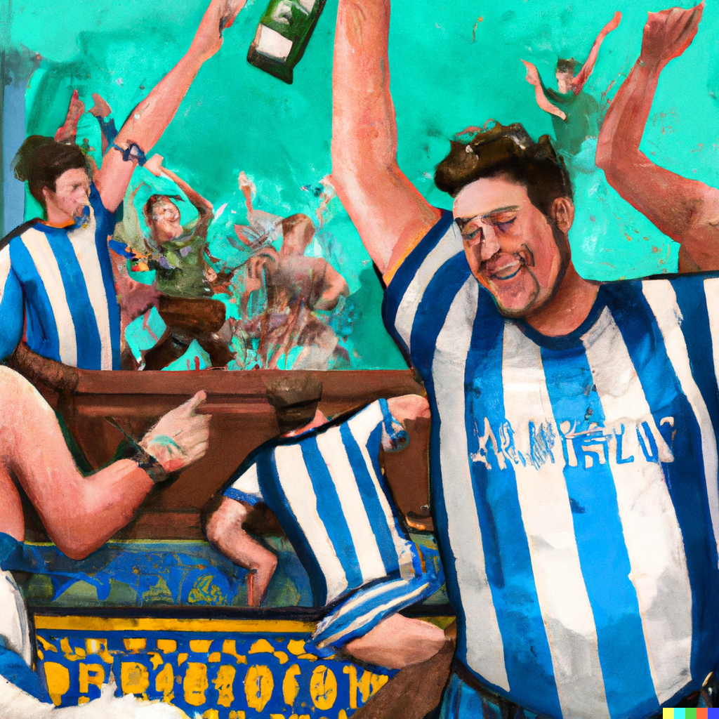 DALL·E 2022-12-18 22.35.16 - Roman decadence style painting of people in Brighton Albion shirt...png